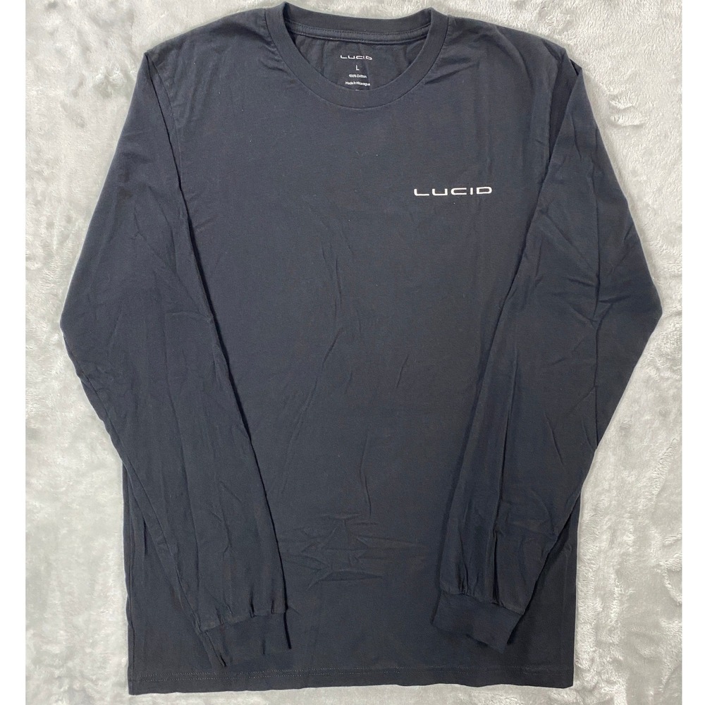 Lucid Motors Long Sleeve Shirt Men Large Black Cotton EV Automotive Logo Tee